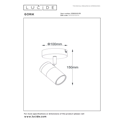 GORIK - Plafon Spot - 1xGU10 - Black 53909/01/30 Lucide